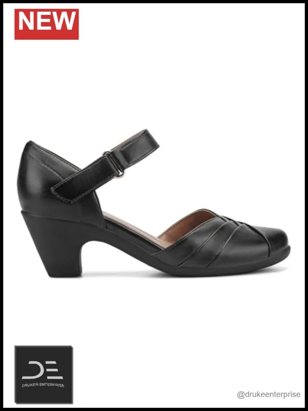Women's Comfortable Pumps with Adjustable Hook-and-Loop Closure and Cushioned